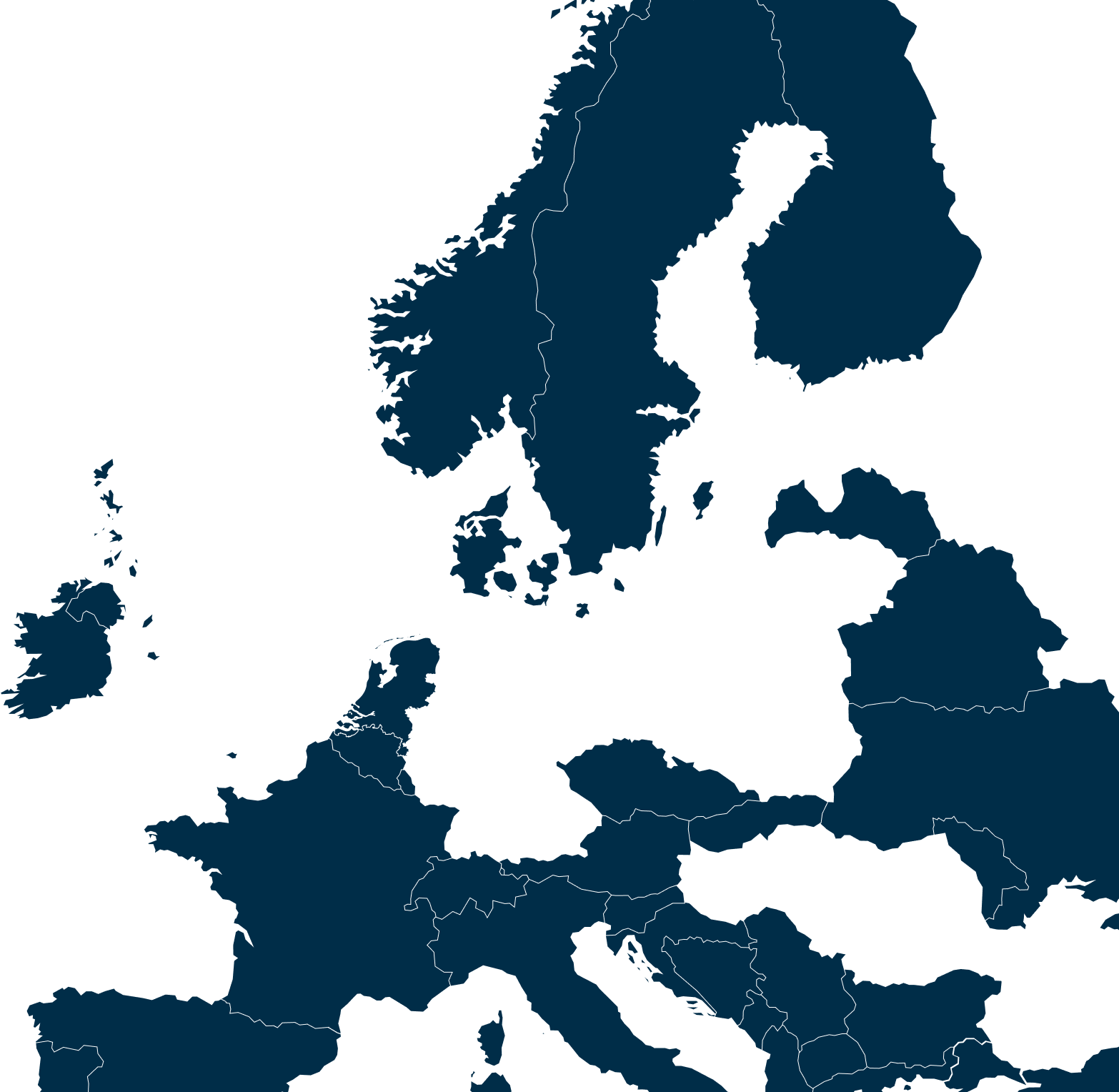 Map of Europe with highlighted countries